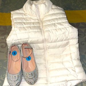 Girls quilted zip up jacket and pretty sparkling shoes